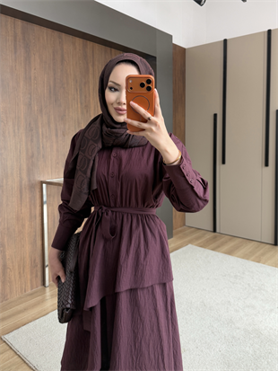Seher Kat Kat Elbise Bordo (4422)