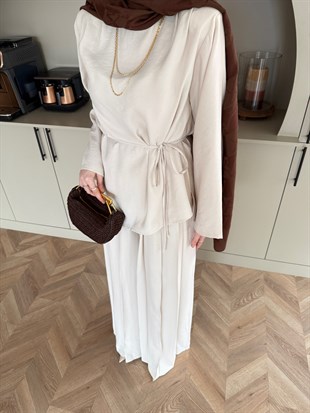 Sakura Pileli Modal Takım Bej (4457)