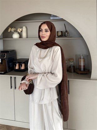 Sakura Pileli Modal Takım Bej (4457)