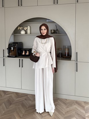 Sakura Pileli Modal Takım Bej (4457)