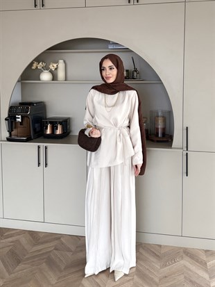 Sakura Pileli Modal Takım Bej (4457)