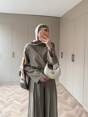 Sakura Pileli Modal Takım Haki (4457)