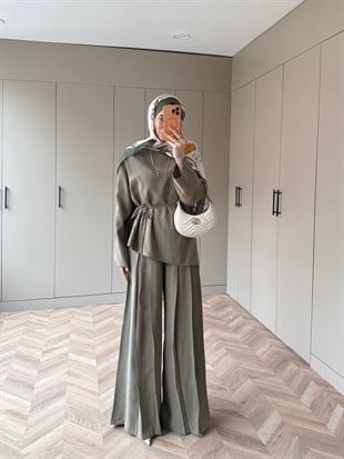 Sakura Pileli Modal Takım Haki (4457)