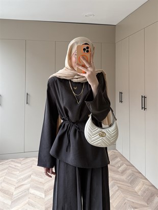 Sakura Pileli Modal Takım Kahve (4457)