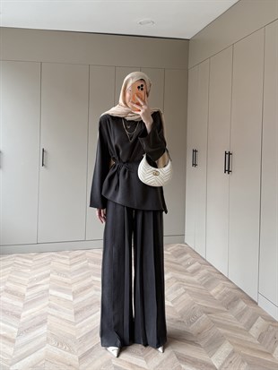 Sakura Pileli Modal Takım Kahve (4457)