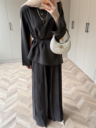 Sakura Pileli Modal Takım Kahve (4457)