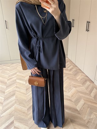 Sakura Pileli Modal Takım Lacivert (4457)