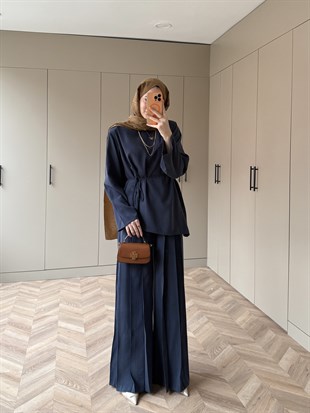 Sakura Pileli Modal Takım Lacivert (4457)