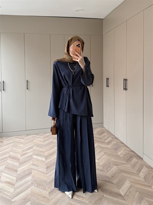 Sakura Pileli Modal Takım Lacivert (4457)