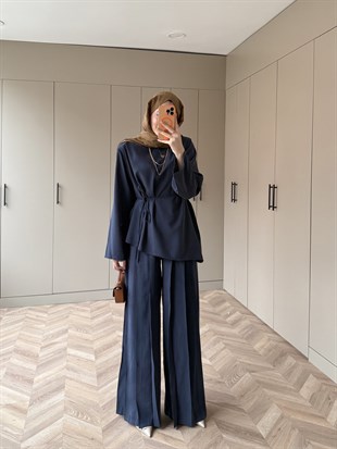 Sakura Pileli Modal Takım Lacivert (4457)