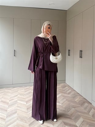 Sakura Pileli Modal Takım Mürdüm (4457)