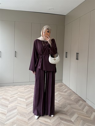 Sakura Pileli Modal Takım Mürdüm (4457)