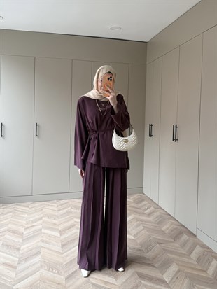 Sakura Pileli Modal Takım Mürdüm (4457)