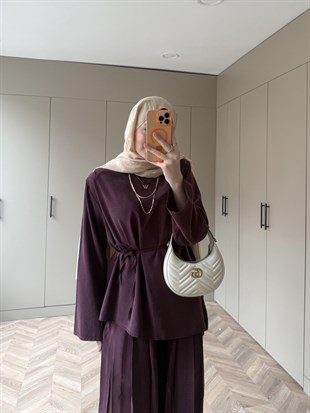 Sakura Pileli Modal Takım Mürdüm (4457)