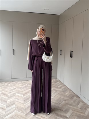 Sakura Pileli Modal Takım Mürdüm (4457)