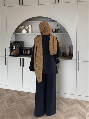 Sakura Pileli Modal Takım Siyah (4457)