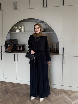 Sakura Pileli Modal Takım Siyah (4457)