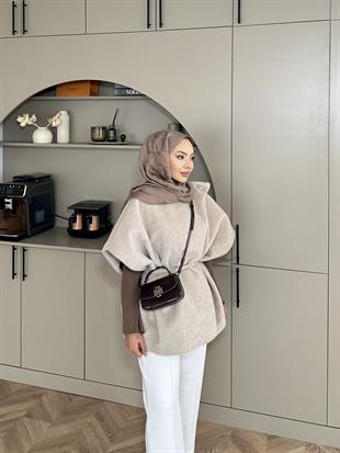 Şal Detaylı Kaban Bej