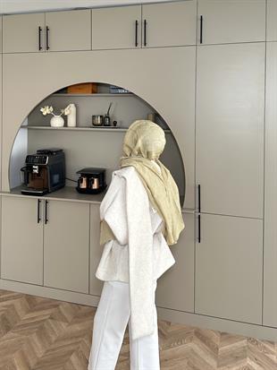 Şal Detaylı Kaban Ekru