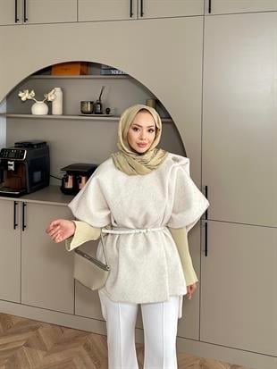 Şal Detaylı Kaban Ekru