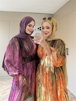 Salina Şifon Elbise Mürdüm (5742)