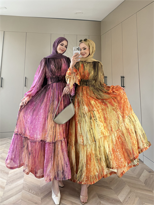 Salina Şifon Elbise Mürdüm (5742)