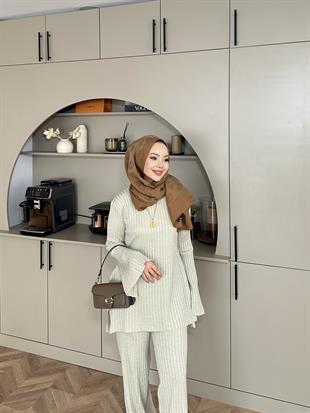 Sally Simli Triko Takım Bej