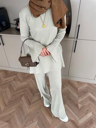 Sally Simli Triko Takım Bej