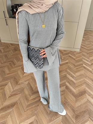 Sally Simli Triko Takım Gri