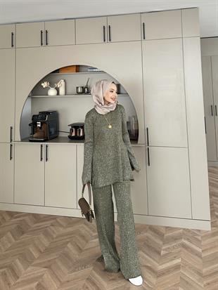 Sally Simli Triko Takım Haki