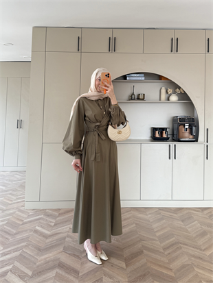 Salute Yandan Bağlamalı Etekli Takım Haki (2385)