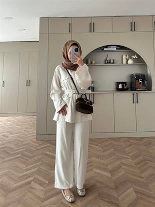 Samata Pantolonlu Takım Ekru