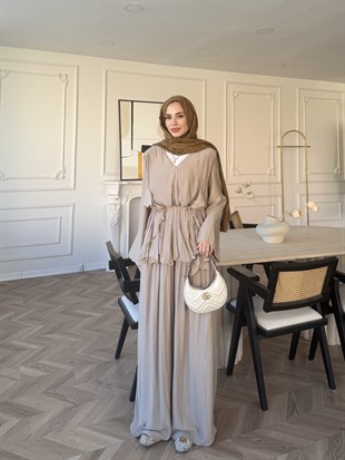Sanche Fırfır Detaylı Pantolon Takım Bej (5812)