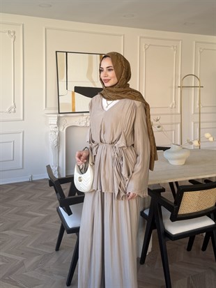 Sanche Fırfır Detaylı Pantolon Takım Bej (5812)