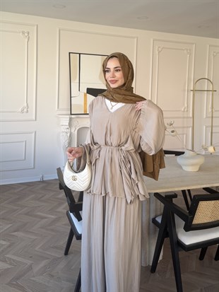 Sanche Fırfır Detaylı Pantolon Takım Bej (5812)
