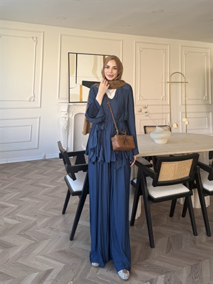 Sanche Fırfır Detaylı Pantolon Takım Lacivert (5812)