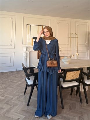 Sanche Fırfır Detaylı Pantolon Takım Lacivert (5812)