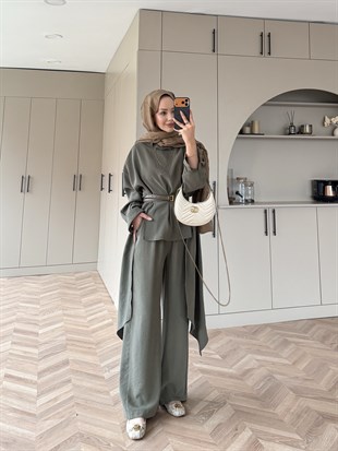 Sane Pantolonlu Takım Yağ Yeşili (2362)