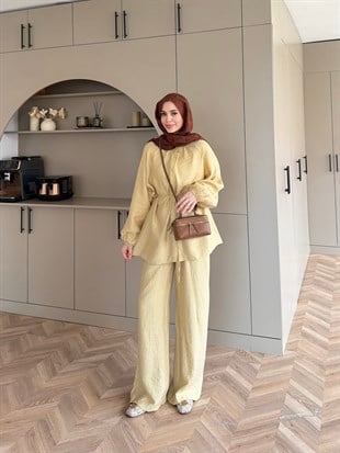 Santa Düğmeli Pantolon Takım ButterYellow (2357)