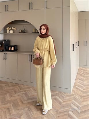 Santa Düğmeli Pantolon Takım ButterYellow (2357)