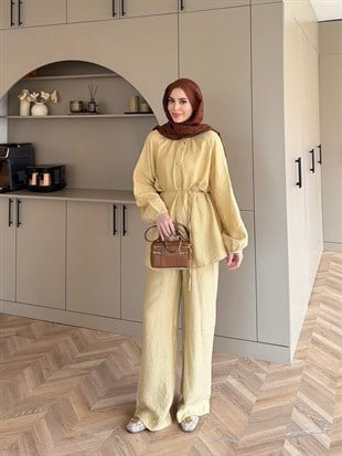 Santa Düğmeli Pantolon Takım ButterYellow (2357)