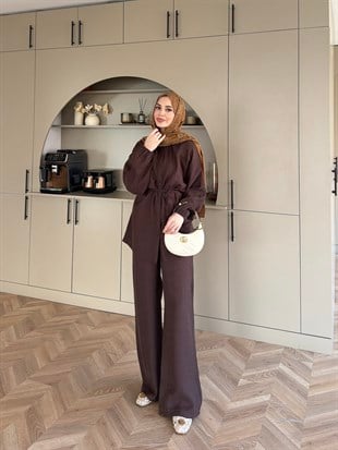 Santa Düğmeli Pantolon Takım Kahve (2357)