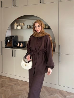 Santa Düğmeli Pantolon Takım Kahve (2357)