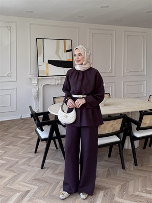 Santa Düğmeli Pantolon Takım Mürdüm (2357)