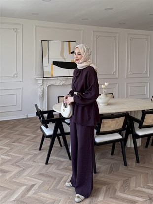 Santa Düğmeli Pantolon Takım Mürdüm (2357)