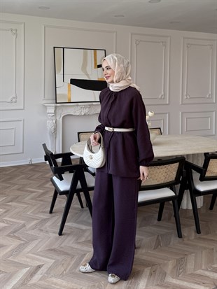Santa Düğmeli Pantolon Takım Mürdüm (2357)