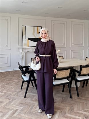 Santa Düğmeli Pantolon Takım Mürdüm (2357)