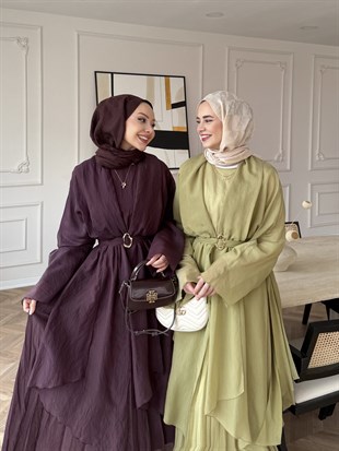 Saral Asimetrik Elbise Mürdüm (8052)