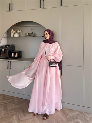 Sarnıç Yarasa Kol Pantolonlu Takım Pembe (2417)