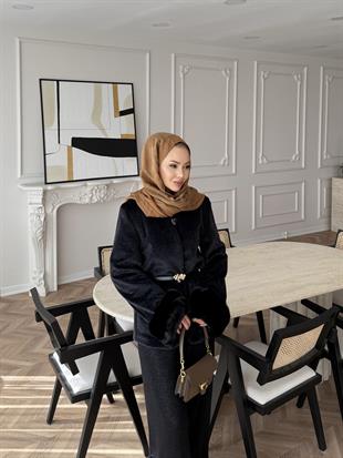 Sasha Kürk Detaylı Ceket Siyah